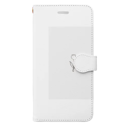 baby gray pink 線画チューリップ Book-Style Smartphone Case