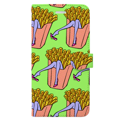 魅惑のフライドポテト🍟　GULTY PLEASURE FRENCH FRIES GREEN Book-Style Smartphone Case