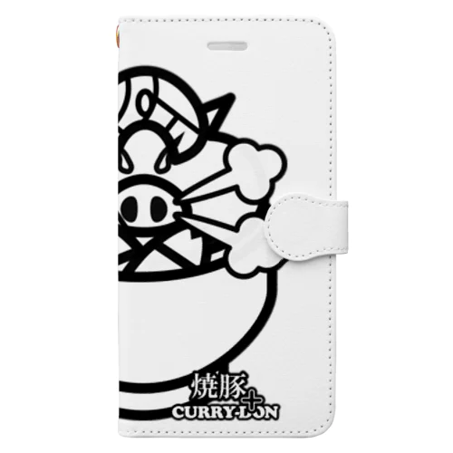 焼豚カレー丼モノクロ Book-Style Smartphone Case