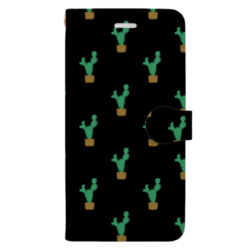 水彩サボテン🌵ブラック Book-Style Smartphone Case