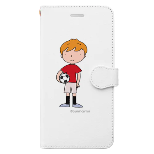 サッカーボールと少年(カラー2) 手帳型スマホケース