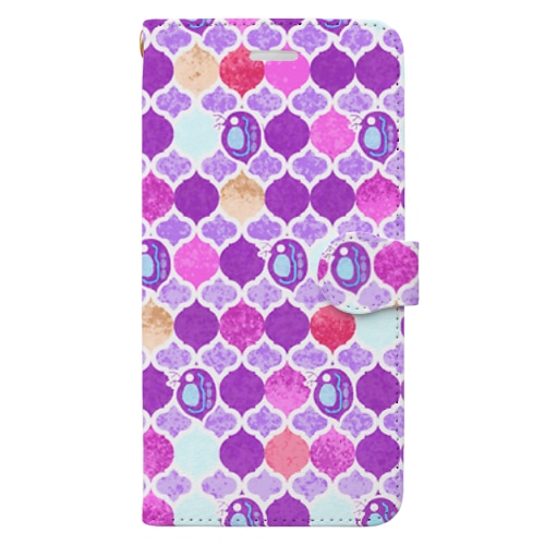 ミジンコ×モロッカン_紫 Book-Style Smartphone Case