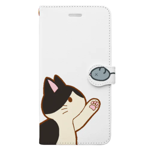 ネズミさんにゃー　白黒 Book-Style Smartphone Case