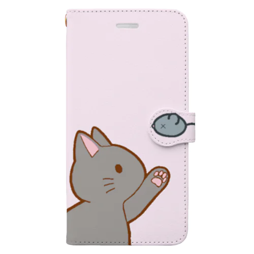 ネズミさんにゃー　グレー Book-Style Smartphone Case