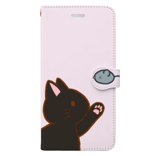 ネズミさんにゃー　黒 Book-Style Smartphone Case