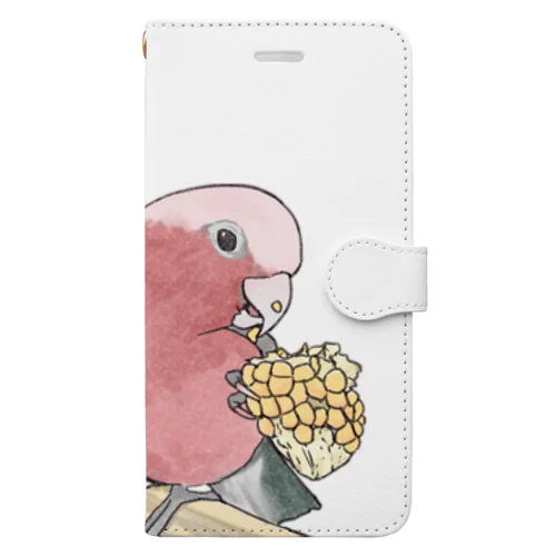 モモイロインコちゃんとトウモロコシ【まめるりはことり】 Book-Style Smartphone Case