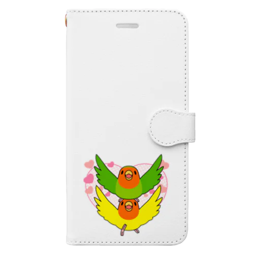 ラブリーコザクラインコ【まめるりはことり】 Book-Style Smartphone Case