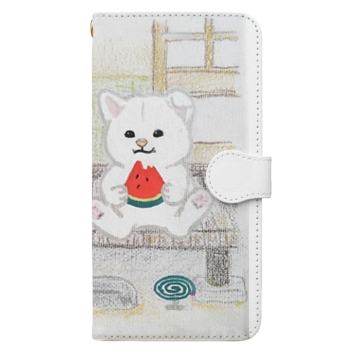 縁側の秋田犬 Book-Style Smartphone Case