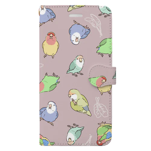 いろいろインコ Book-Style Smartphone Case