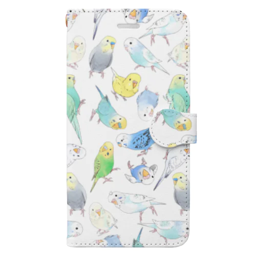 たくさんセキセイインコちゃん【まめるりはことり】 Book-Style Smartphone Case