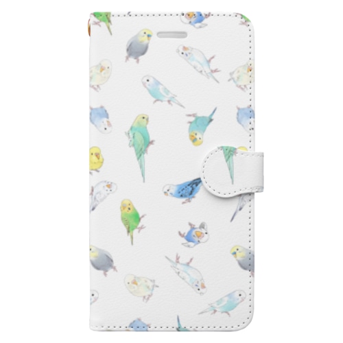 いっぱいセキセイインコちゃん【まめるりはことり】 Book-Style Smartphone Case