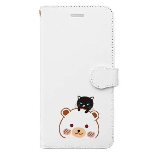 白いくまと黒い猫 Book-Style Smartphone Case