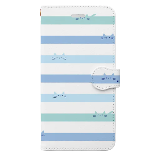 ねこねこねこボーダー Book-Style Smartphone Case