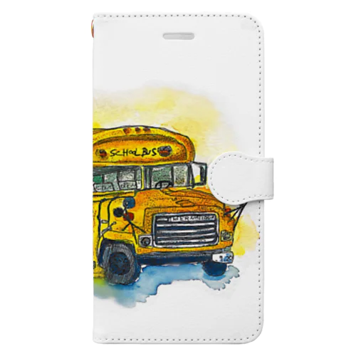 雨上がりのschool bus Book-Style Smartphone Case