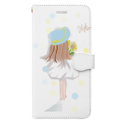 ひまわりと少女 Book-Style Smartphone Case