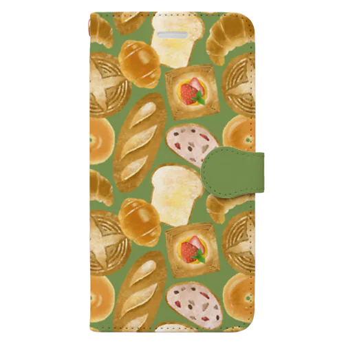 ［ breads ］ グリーン Book-Style Smartphone Case