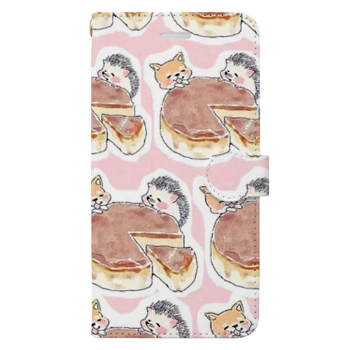 犬とハリネズミ仲良し食事 Book-Style Smartphone Case