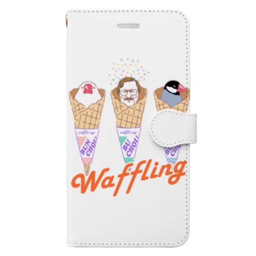 waffling 文鳥と部長 手帳型スマホケース