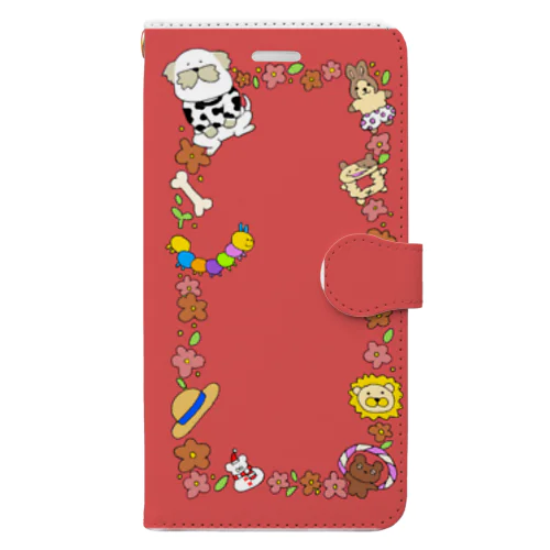 花柄シーズー〜猫を添えて〜RED〜 Book-Style Smartphone Case