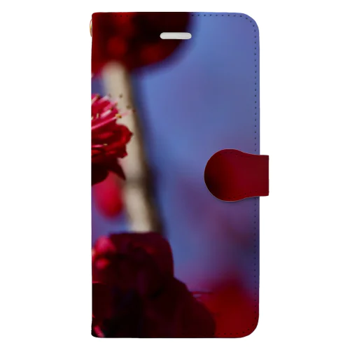 赤い梅(写真) 手帳型スマホケース