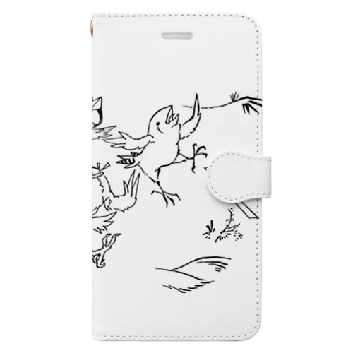 鳥鳥戯画の追いかけっこ Book-Style Smartphone Case