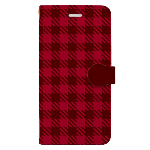 チェック　赤2 Book-Style Smartphone Case