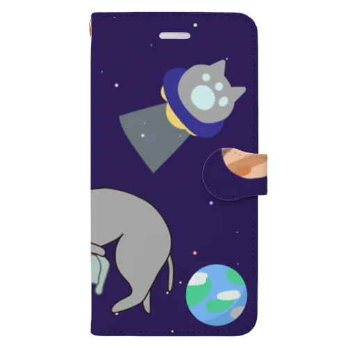 宇宙で猫を吸おう Book-Style Smartphone Case