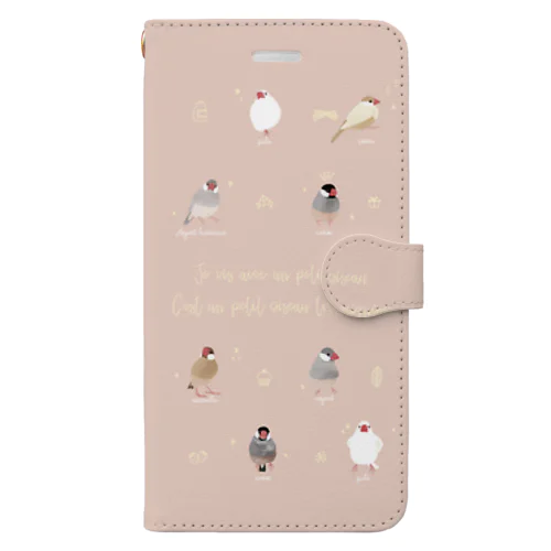 文鳥さんスマホカバー　ピンク Book-Style Smartphone Case