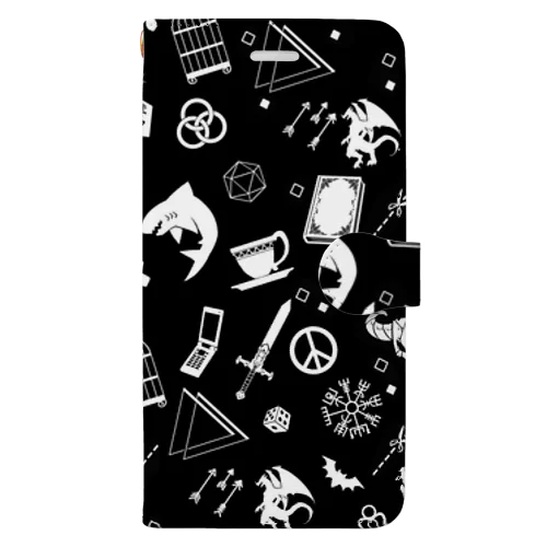 アイコンいっぱい黒 Book-Style Smartphone Case