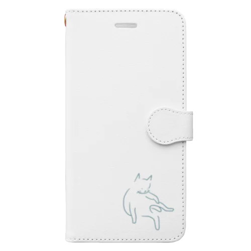 おっさん座りねこ（青） Book-Style Smartphone Case