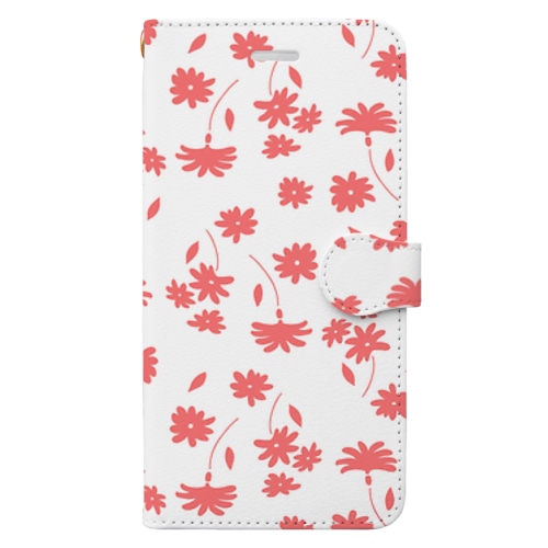 ピンクの小花柄スマホケース Book-Style Smartphone Case