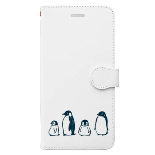 ぺんぎんのおやこ（線画） Book-Style Smartphone Case