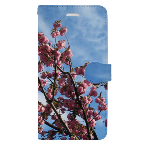 桜と空と雲 手帳型スマホケース