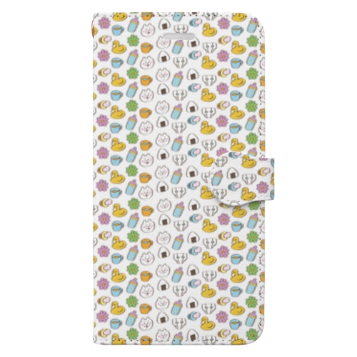 赤ちゃんグッズと猫とおにぎり Book-Style Smartphone Case