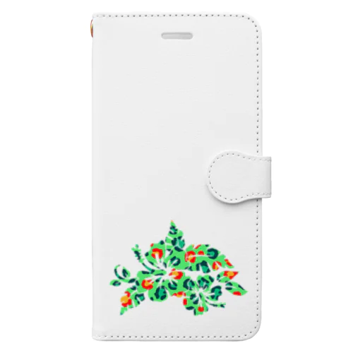 カラフルハイビスカス（緑） Book-Style Smartphone Case