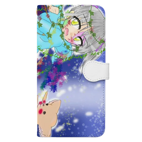 犬と女の子と星空 Book-Style Smartphone Case