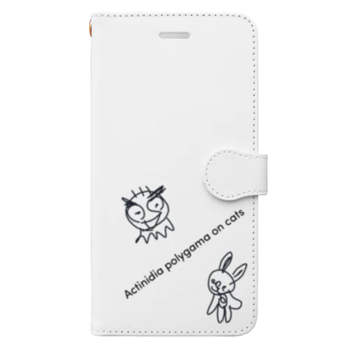 猫にmatatabi  Actinidia polygama on cats Book-Style Smartphone Case