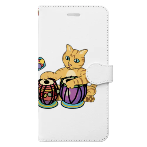 猫のシタールタブラ演奏 Book-Style Smartphone Case