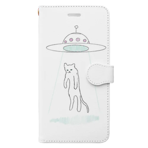 UFOにさらわれる猫さん 手帳型スマホケース