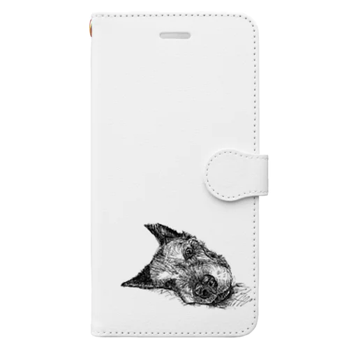 見つめる老犬 Book-Style Smartphone Case