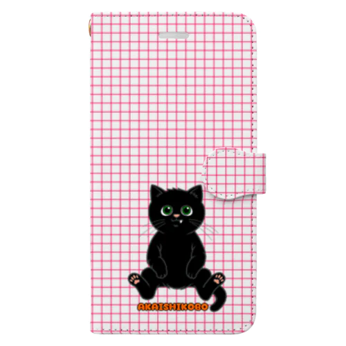 黒猫達とチェック Book-Style Smartphone Case