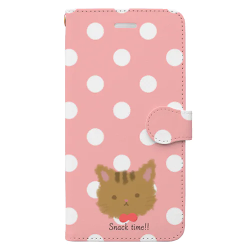 もこもこ猫さん(水玉) Book-Style Smartphone Case