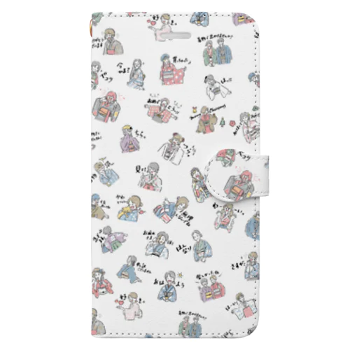 着物イラスト（白色） Book-Style Smartphone Case