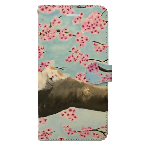 猫と桜 手帳型スマホケース