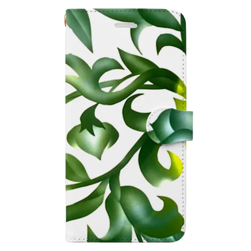 green flowers 緑の花唐草 Book-Style Smartphone Case