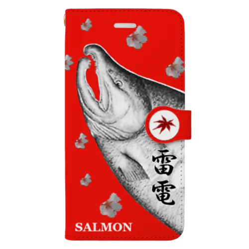 鮭！雷電（SALMON；桜；鳥居）（朱）あらゆる生命たちへ感謝をささげます。 Book-Style Smartphone Case