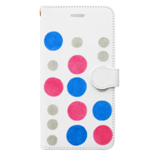 red&blue Dots 手帳型スマホケース