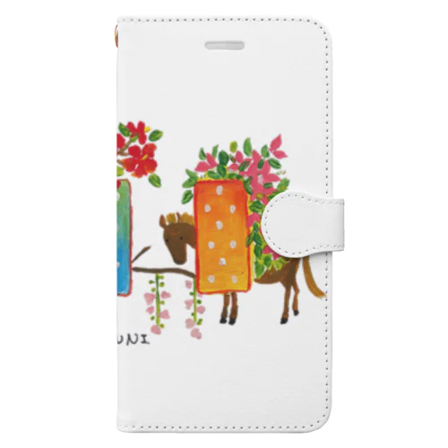 ミンサー柄と与那国馬 Book-Style Smartphone Case