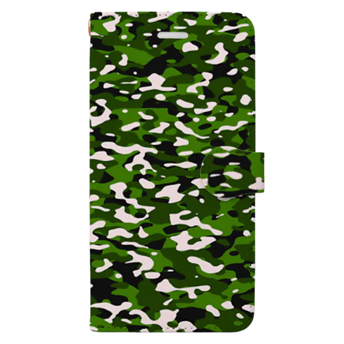 CasualCamo DeepGreen カジュアル迷彩 深緑色 サバゲー装備 手帳型スマホケース