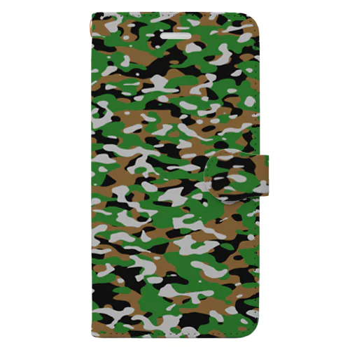 CasualCamo Woodland カジュアル迷彩 ウッドランド 緑色 茶色  サバゲー装備 Book-Style Smartphone Case